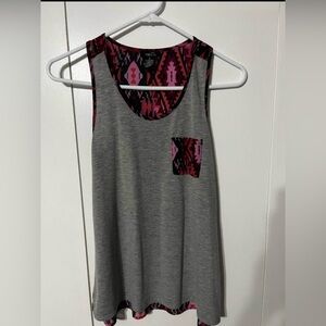 Rue21 Gray Tank Top with Pink Geometric Accents